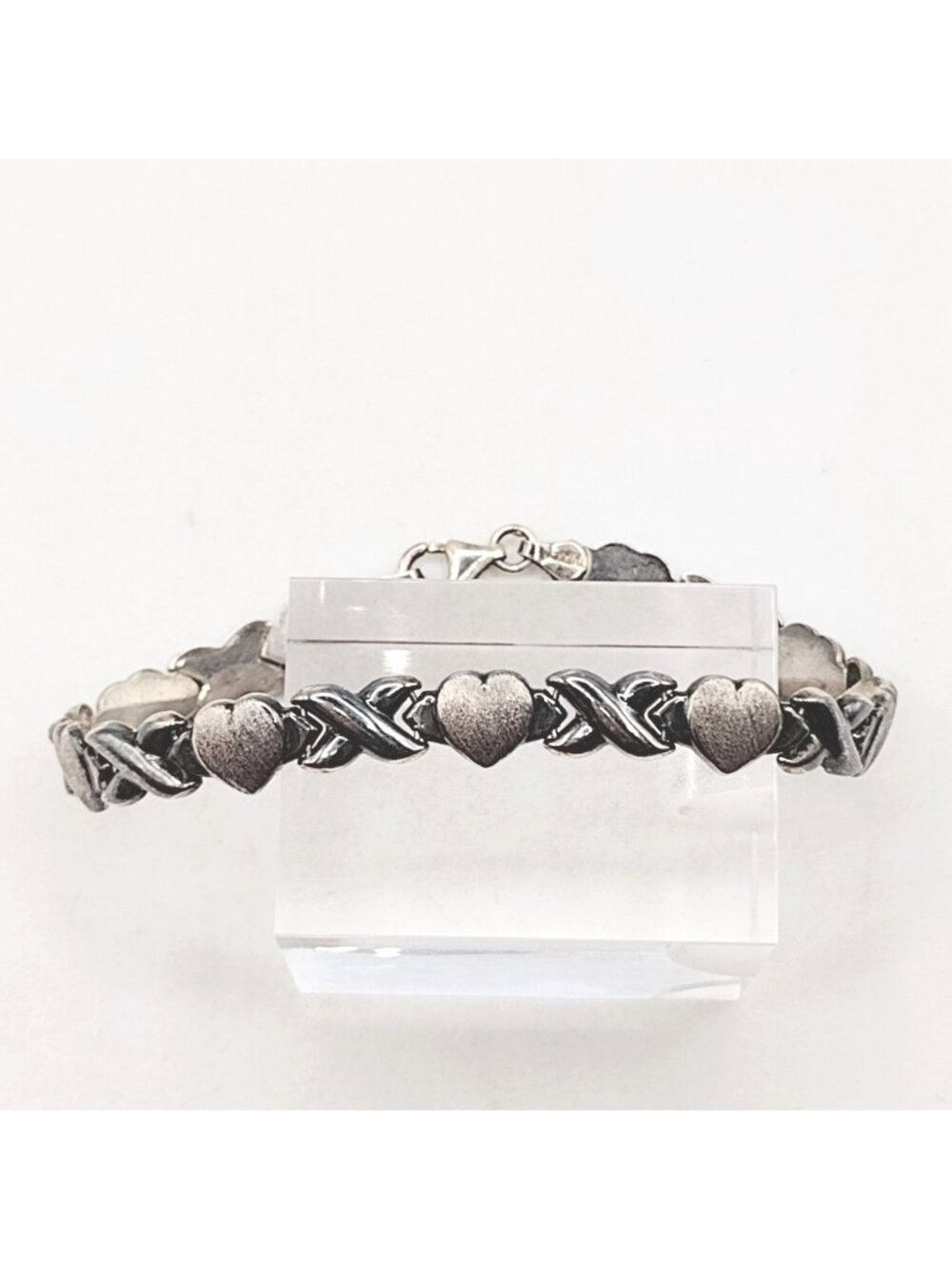 Sterling Silver Hearts and X Link Bracelet JCM 925